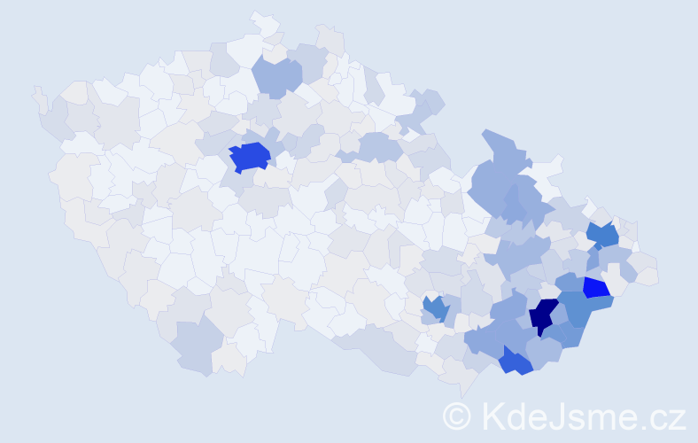 Příjmení: 'Slovák', počet výskytů 1377 v celé ČR
