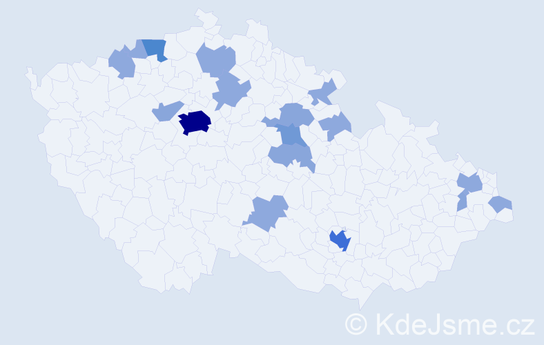 Příjmení: 'Kovalčuk', počet výskytů 38 v celé ČR