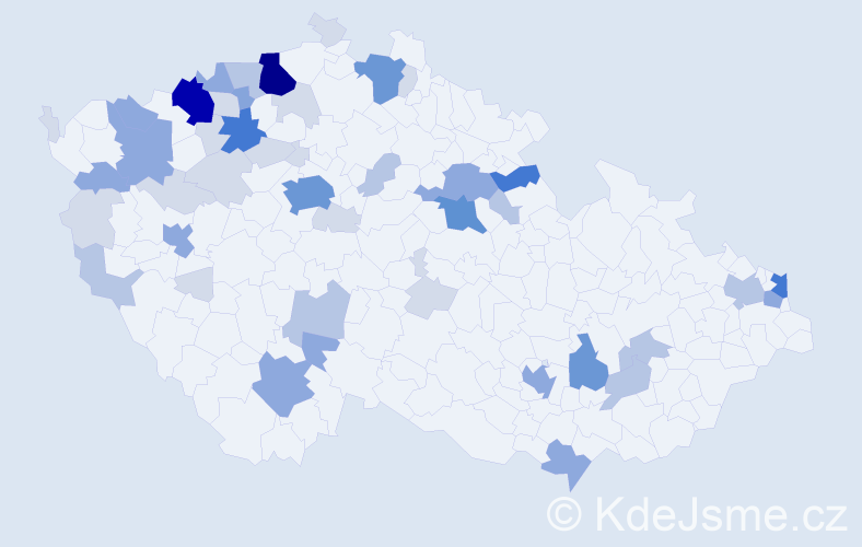 Příjmení: 'Tamáš', počet výskytů 152 v celé ČR