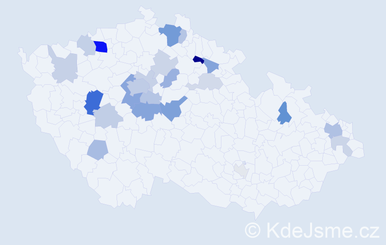 Příjmení: 'Dobrev', počet výskytů 54 v celé ČR