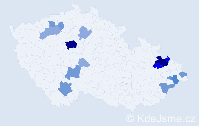 Příjmení: 'Kyzek', počet výskytů 43 v celé ČR