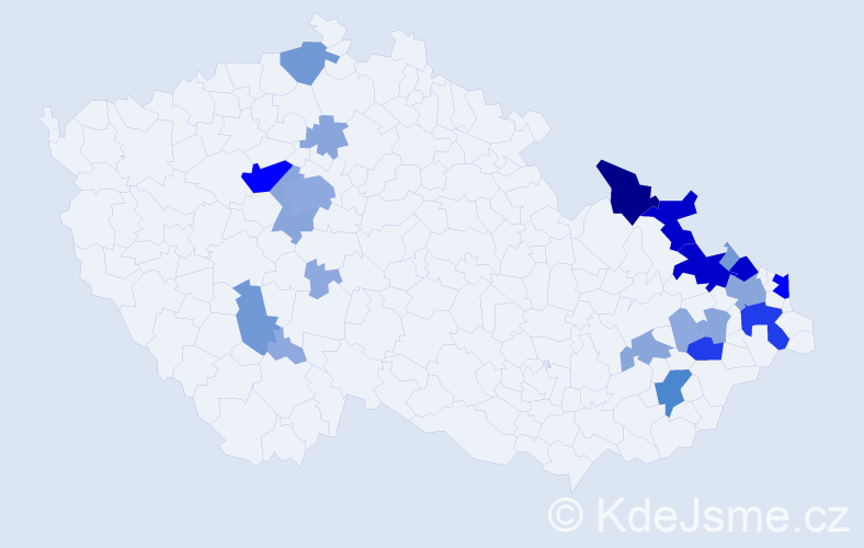 Příjmení: 'Závěšická', počet výskytů 86 v celé ČR