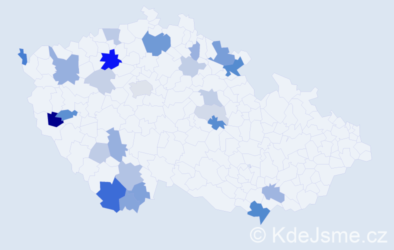 Příjmení: 'Červíček', počet výskytů 68 v celé ČR