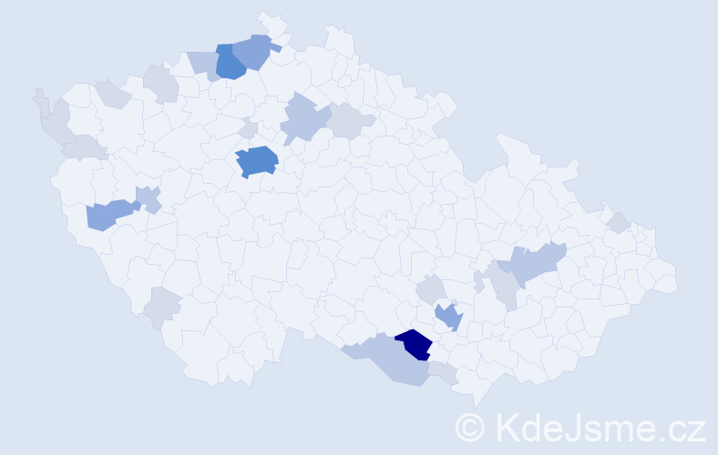 Příjmení: 'Bognerová', počet výskytů 69 v celé ČR