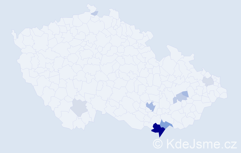 Příjmení: 'Krůtilová', počet výskytů 37 v celé ČR