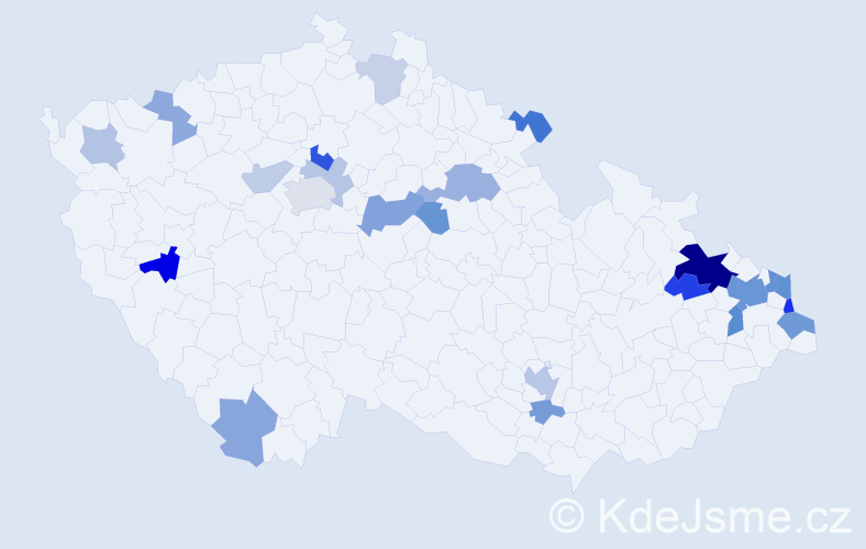 Příjmení: 'Kowalská', počet výskytů 52 v celé ČR