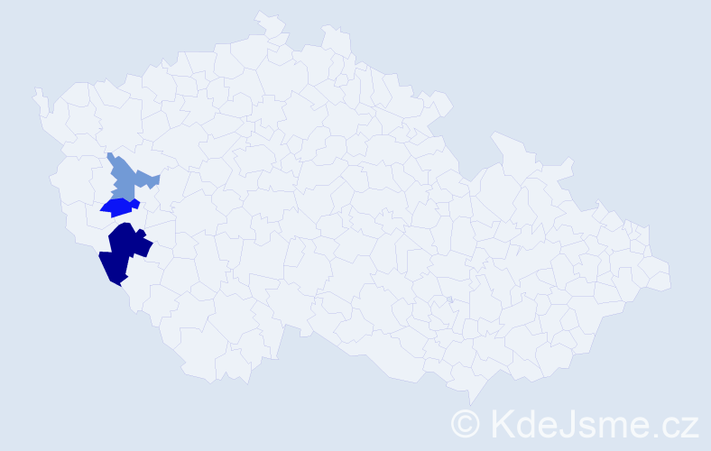 Příjmení: 'Vallišová', počet výskytů 5 v celé ČR