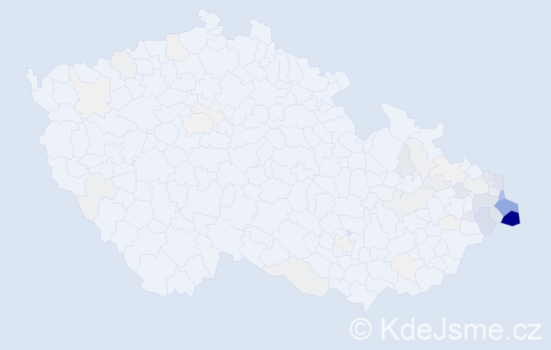 Příjmení: 'Kawulok', počet výskytů 285 v celé ČR