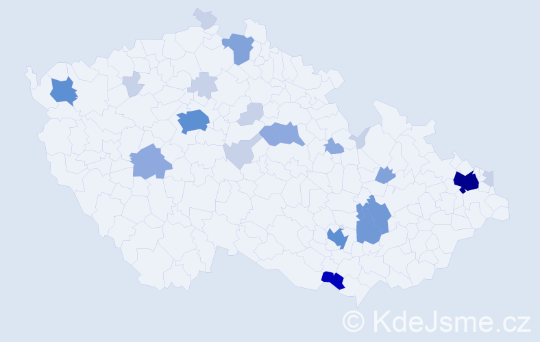 Příjmení: 'Ružička', počet výskytů 67 v celé ČR