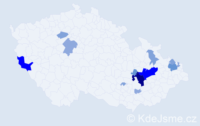 Příjmení: 'Pišťáková', počet výskytů 38 v celé ČR