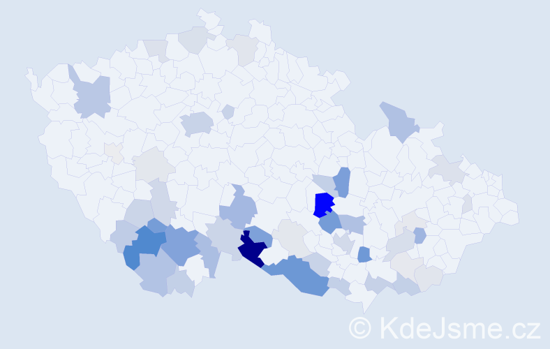 Příjmení: 'Lahodná', počet výskytů 172 v celé ČR