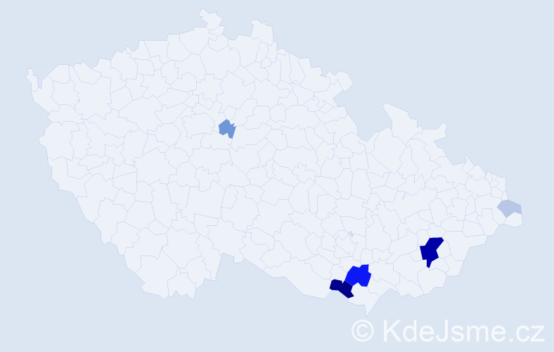 Příjmení: 'Pavelák', počet výskytů 21 v celé ČR
