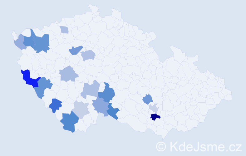 Příjmení: 'Mandelíčková', počet výskytů 41 v celé ČR