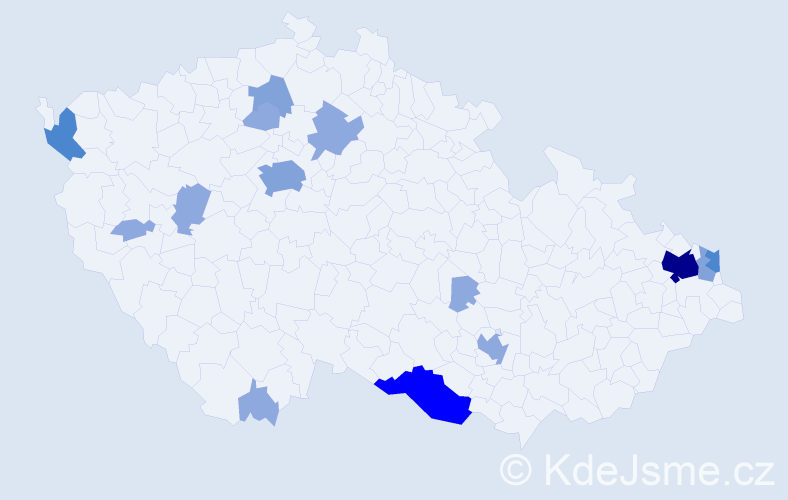 Příjmení: 'Cuper', počet výskytů 37 v celé ČR