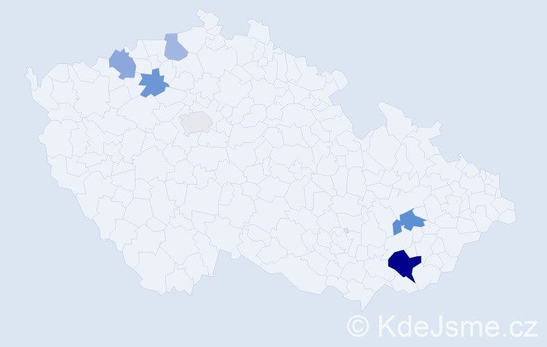 Příjmení: 'Handrlicová', počet výskytů 11 v celé ČR