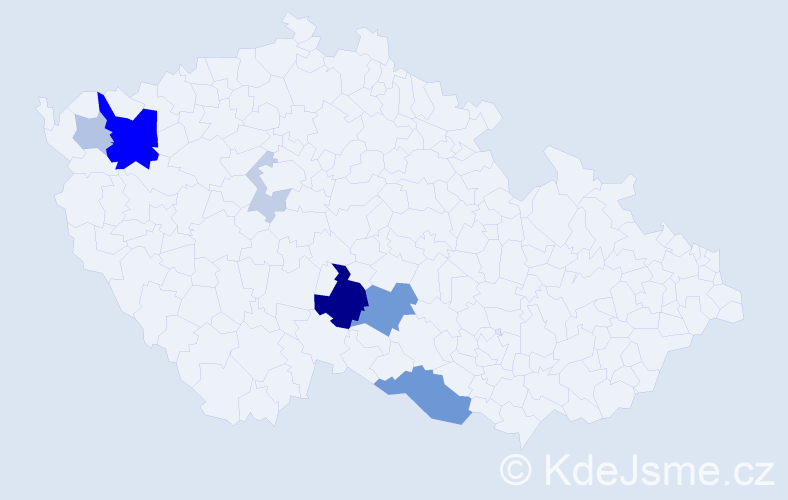 Příjmení: 'Pahrová', počet výskytů 20 v celé ČR