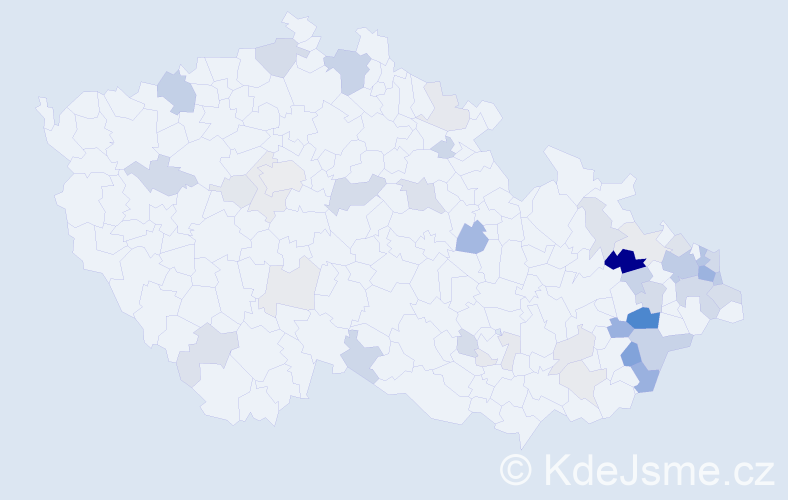 Příjmení: 'Hruboň', počet výskytů 123 v celé ČR