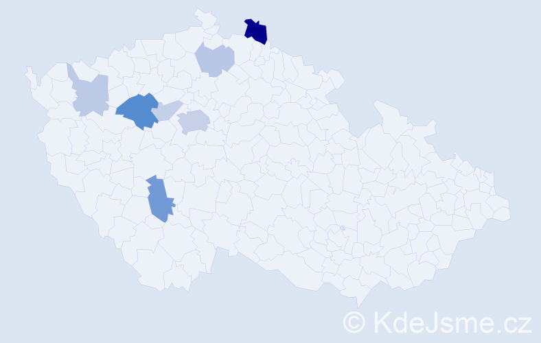 Příjmení: 'Pohnanová', počet výskytů 18 v celé ČR