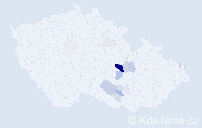 Příjmení: 'Pruška', počet výskytů 52 v celé ČR