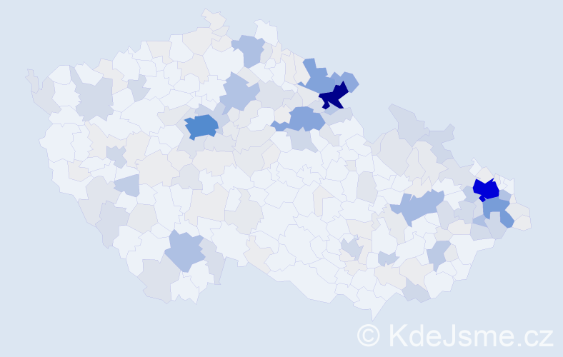 Příjmení: 'Kubečková', počet výskytů 709 v celé ČR
