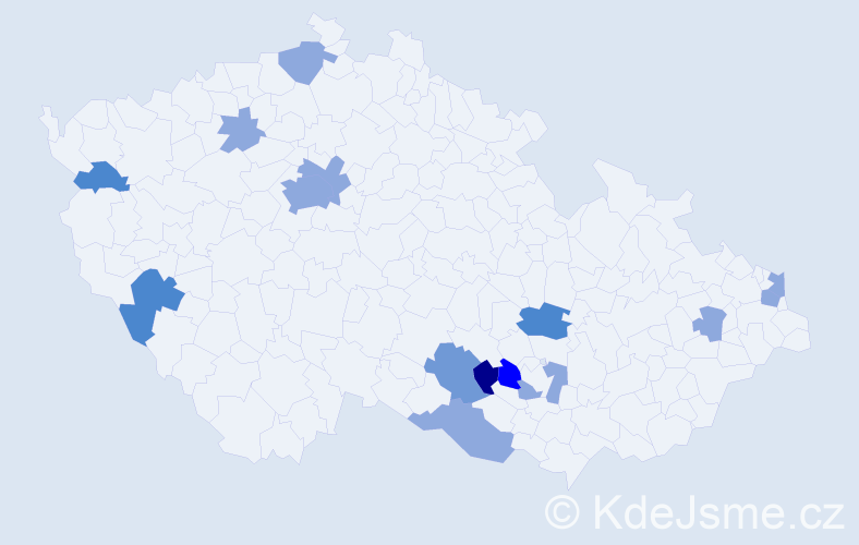 Příjmení: 'Klištinec', počet výskytů 30 v celé ČR