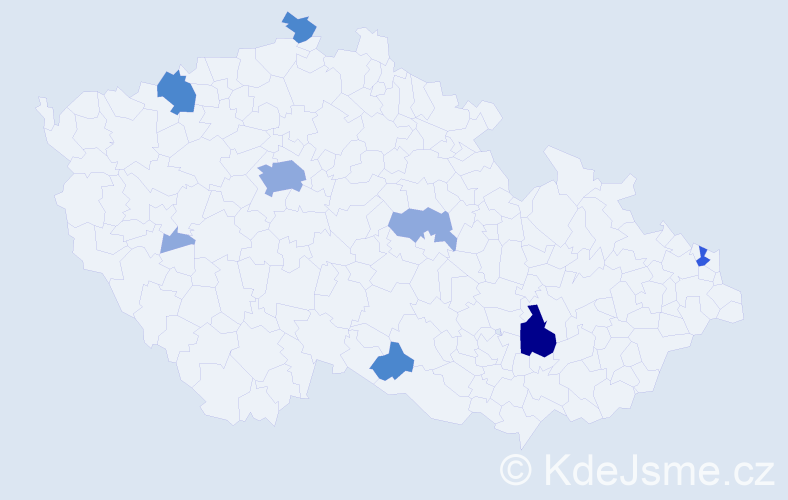 Příjmení: 'Bobová', počet výskytů 17 v celé ČR