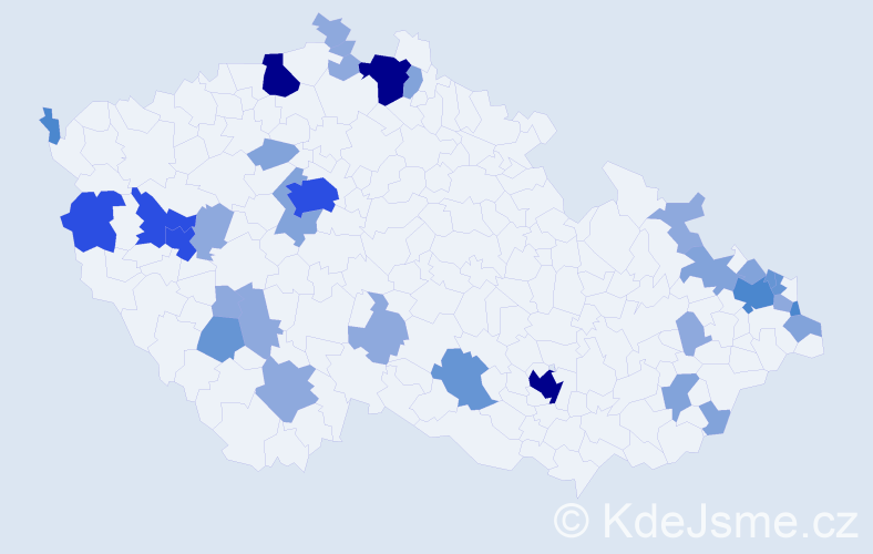 Příjmení: 'Červeň', počet výskytů 95 v celé ČR