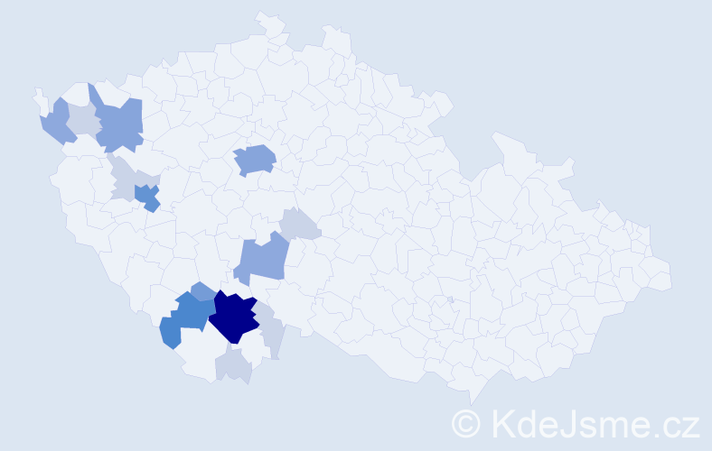 Příjmení: 'Kobernová', počet výskytů 43 v celé ČR