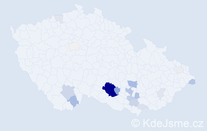 Příjmení: 'Martének', počet výskytů 53 v celé ČR