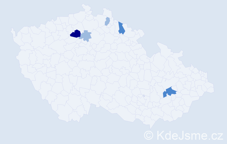 Příjmení: 'Pávl', počet výskytů 10 v celé ČR