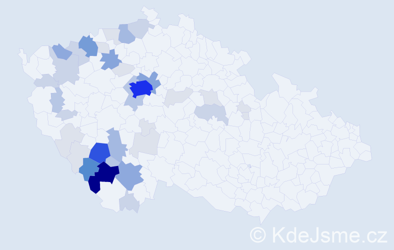 Příjmení: 'Předotová', počet výskytů 144 v celé ČR