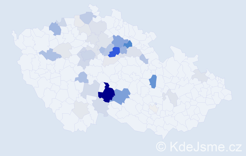 Příjmení: 'Římal', počet výskytů 170 v celé ČR