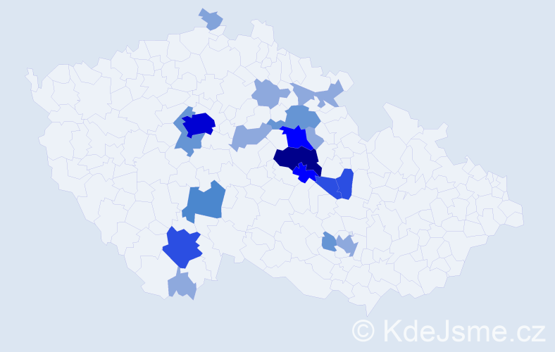 Příjmení: 'Zelendová', počet výskytů 64 v celé ČR