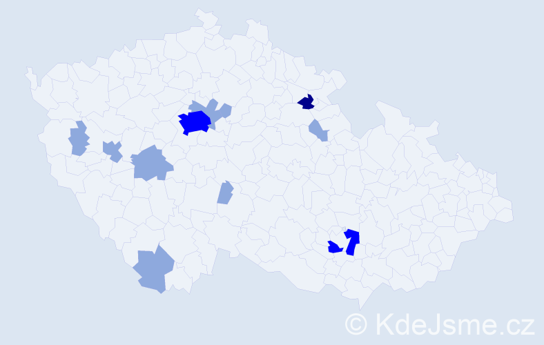 Příjmení: 'Koprda', počet výskytů 22 v celé ČR