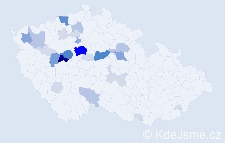 Příjmení: 'Kubrycht', počet výskytů 88 v celé ČR