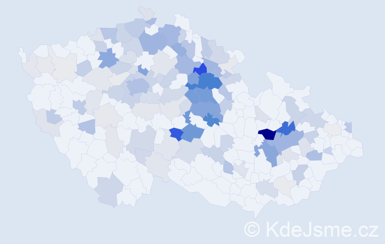 Příjmení: 'Klapková', počet výskytů 415 v celé ČR