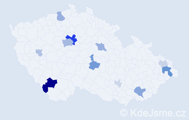 Příjmení: 'Barczi', počet výskytů 20 v celé ČR