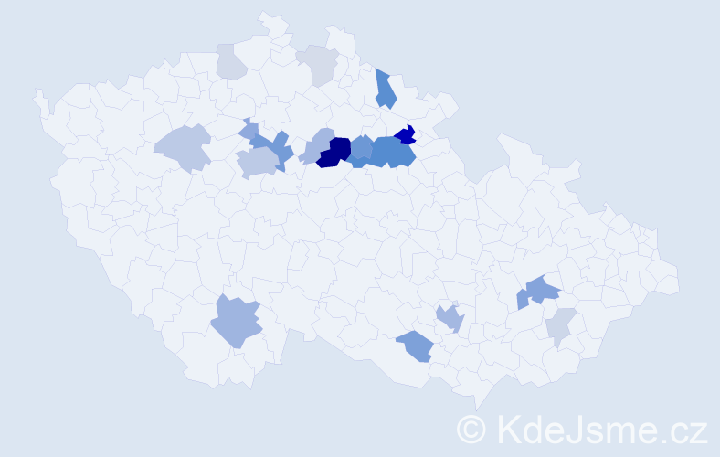 Příjmení: 'Kloubec', počet výskytů 54 v celé ČR