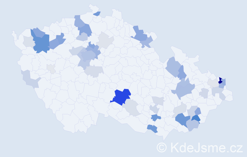 Příjmení: 'Fábry', počet výskytů 157 v celé ČR