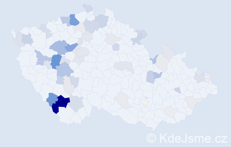 Příjmení: 'Bihary', počet výskytů 204 v celé ČR