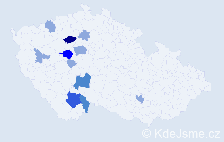 Příjmení: 'Bercha', počet výskytů 22 v celé ČR