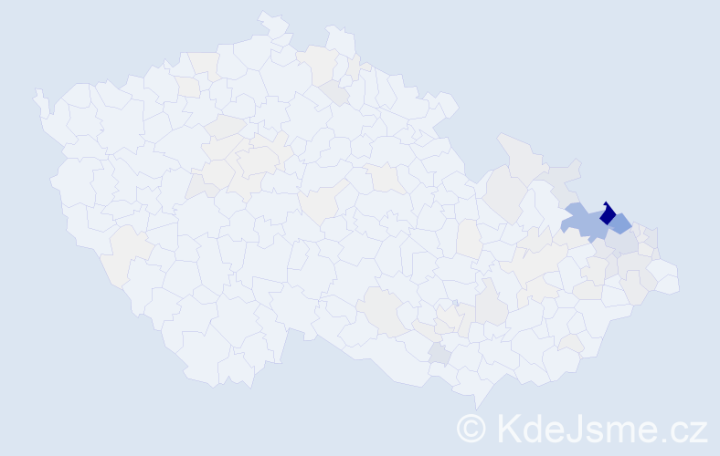 Příjmení: 'Halfarová', počet výskytů 586 v celé ČR