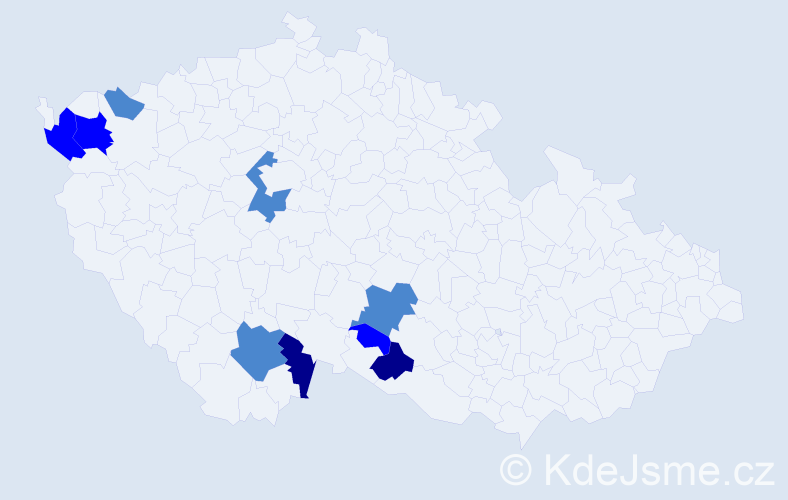 Příjmení: 'Kido', počet výskytů 16 v celé ČR