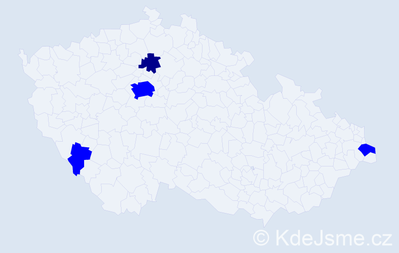 Příjmení: 'Regrutová', počet výskytů 5 v celé ČR