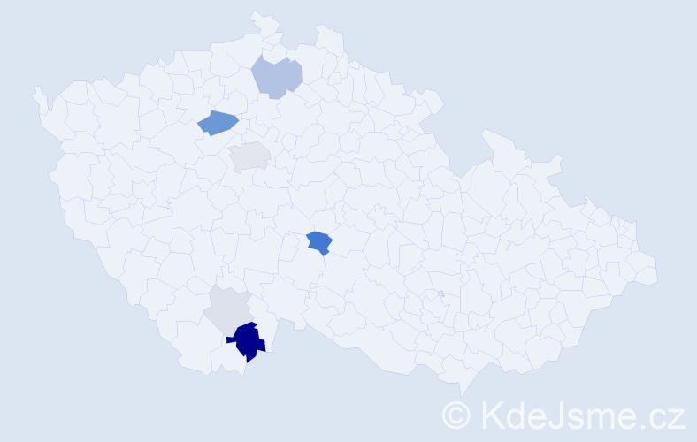 Příjmení: 'Matourková', počet výskytů 16 v celé ČR