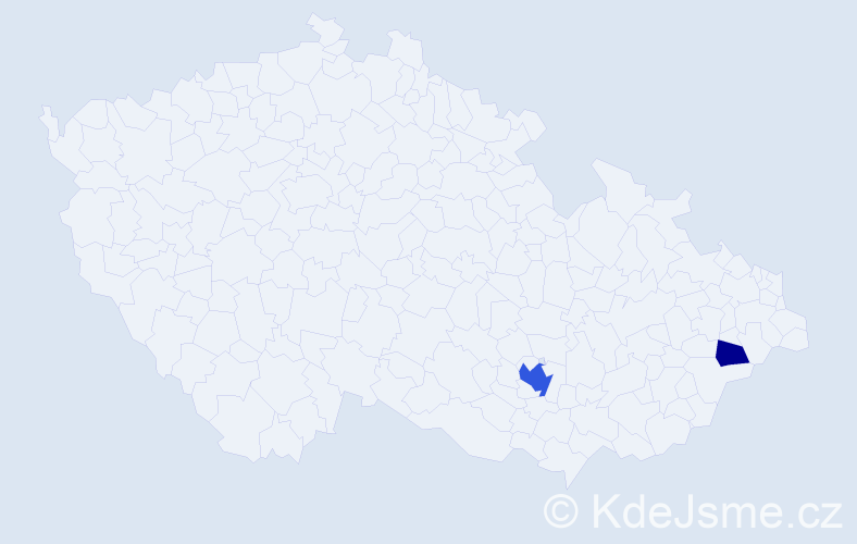 Příjmení: 'Najvirt', počet výskytů 5 v celé ČR