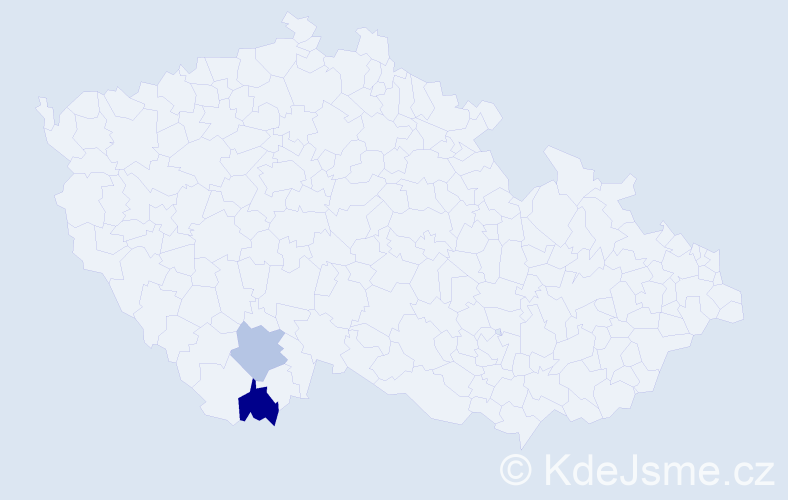 Příjmení: 'Khout', počet výskytů 5 v celé ČR