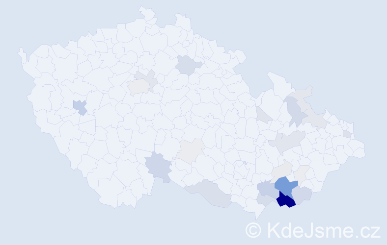 Příjmení: 'Těthalová', počet výskytů 106 v celé ČR