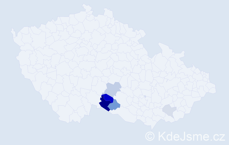 Příjmení: 'Deutschar', počet výskytů 13 v celé ČR