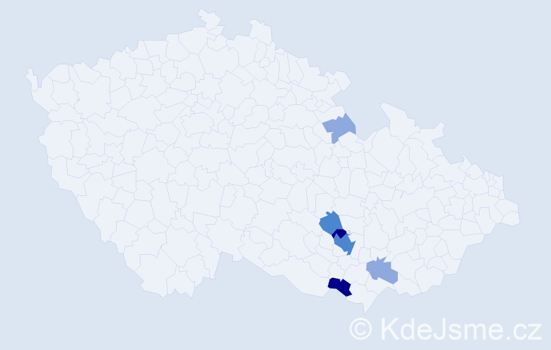 Příjmení: 'Bešterová', počet výskytů 16 v celé ČR
